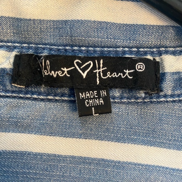 Velvet Heart chambray tunic shirt dress striped pattern adjustable long sleeves - Picture 10 of 11